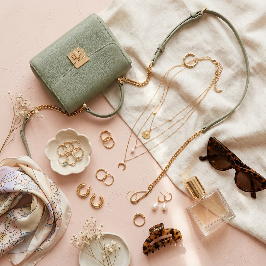 Fashion accessories flat-lay